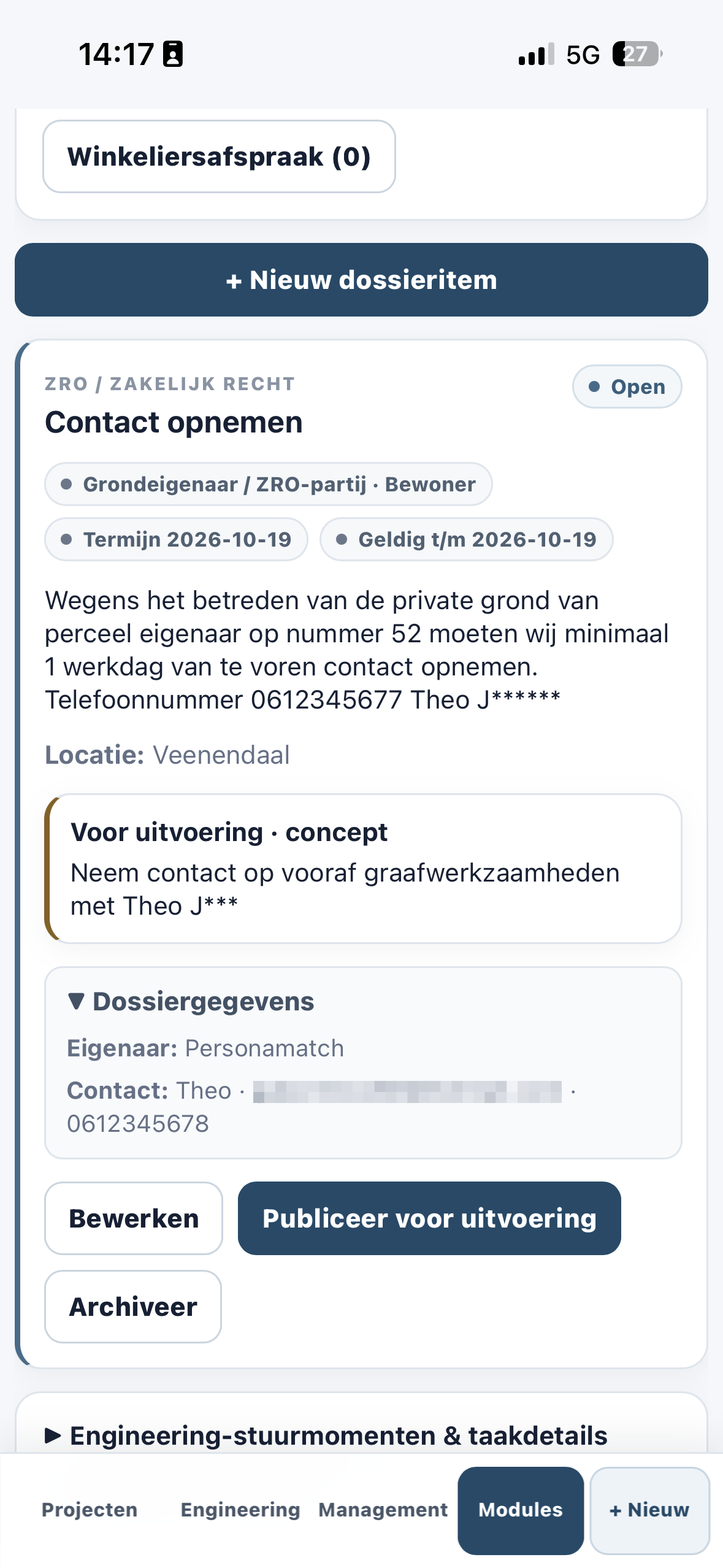 Mobiele uitvoeringweergave
